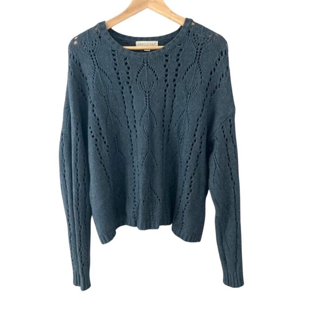 Lovestitch Pointelle Knit Sweater Blue M/L